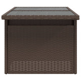 Garden Table with Glass Top Brown 100x55x73 cm Poly Rattan 366208