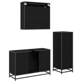 Bathroom Furniture Set 3 pcs Black Oak Engineered Wood 3402410