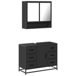 ZNTS 2 Piece Bathroom Furniture Set Black Engineered Wood 3300930