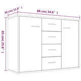 Sideboard Grey Sonoma 88x30x65 cm Engineered Wood 815370