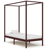 Bed Frame Dark Brown Solid Pine Wood and Plywood Slats 90 x 200 cm 283268