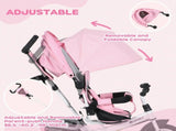 6 in 1 Kids Trike with Parent Handle, Canopy, 5-point Safety Belt, Storage, Footrest, Brake, for 1-5 T3398P348146