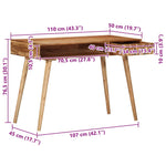 ZNTS Writing Desk 110x50x76 cm Solid Wood Acacia 338434