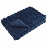 Anti-Slip Faux Rabbit Fur Blanket Olite Marine Blue Polyester 42021826