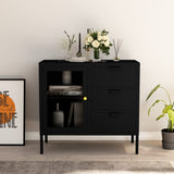 Sideboard Black Steel Medium Sideboard Rectangular Modern 336073