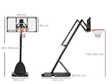 2.4-2.9m Adjustable Basketball Hoop and Stand with Weighted Base, Portable on Wheels, Black T3398P349117