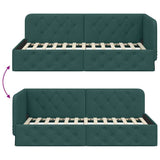 Corner Bed Frame with Headboard Dark Green 90 x 190 cm Fabric 42016491