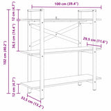 Bookshelf Black Oak 100 x 33.5 x 102 cm Engineered Wood 883946