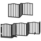 Dog Gate with Door Foldable 9 Panels Black 450 cm Poplar Wood 3155597