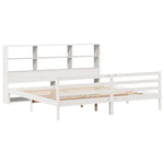 ZNTS Bookcase Bed without Mattress White 200x200 cm Solid Wood Pine 3321908