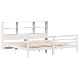 ZNTS Bookcase Bed without Mattress White 200x200 cm Solid Wood Pine 3321908