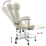 Reclining Office Chair Cream Faux Leather 349736