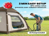 Inflatable Camping Tent with Rainfly, 3 Man Air Tent 3000mm Waterproof Blow Up Tents, Cream T3398P551665