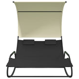 Double Sun Lounger Black and Cream 317587