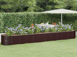 Garden Raised Bed Galvanised Steel 440x80x68 cm Brown 318970