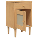 ZNTS Bedside Cabinet SENJA Rattan Look Brown 40x35x65 cm Solid Wood Pine 358013