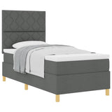 Box Spring Bed with Headboard Dark grey 90 x 200 cm Fabric 3339666