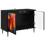 TV Cabinet HEESCH 69 x 33 x 50.5 cm Black Oak Engineered Wood 8007018