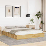 Bed Frame Oak Solid Oak Wood, Plywood Slats Double Bed Frame 3324123