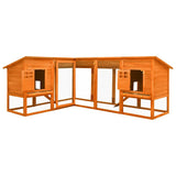 Outdoor Rabbit Hutch with Run Brown Solid Fir Wood 170872