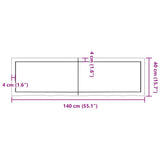 Table Top Dark Brown 140x40x cm Treated Solid Wood Oak 3156441