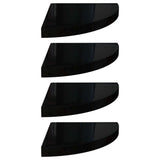 Floating Corner Shelves 4 pcs High Gloss Black 35x35x3.8 cm MDF 323912