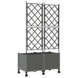 Garden Planter with Trellis&Wheels 2 pcs Light Grey PP 3422992