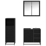 Bathroom Furniture Set 3 pcs Black Oak Engineered Wood 3402425