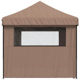 Foldable Party Tent Pop-Up with 4 Sidewalls Brown 4004956
