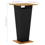 313463 Bar Table Black 60x60x110 cm Poly Rattan and Solid Acacia Wood
