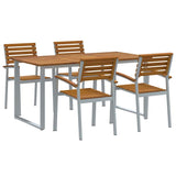 Garden Dining Set 5 pcs Grey and brown Solid acacia wood 3284345