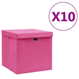 Storage Box Set of 10 Pink Non-woven fabric 28x28x28 cm 325206