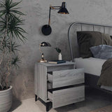 Bed Cabinets with Metal Legs 2 pcs Grey Sonoma 40x35x50 cm 813131