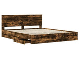 Bed Frame with Drawer Smoked Oak 160 x 200 cm Engineer Wood 3411100