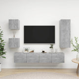 5 Piece TV Cabinet Set Concrete Grey Engineered Wood 3079116
