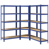 3 Piece 5-Layer Shelves Set Blue Steel&Engineered Wood 3307614