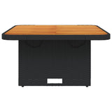 Garden Table Black 80x80x71 cm Poly Rattan and Acacia Wood 368269