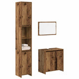 ZNTS 3 Piece Bathroom Furniture Set Old Wood Engineered Wood 3328565