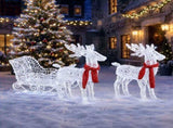 Two Reindeer Pulling Sleigh Lighted Christmas Decor 2.4ft, 240 White LED PVC Dcor, UK Plug 31V 3.6W 51476174