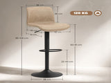 Bar Stools Set of 2, PU Leather Barstools with Backrest and Footrest for Kitchen, Counter, Breakfast T3398P423524