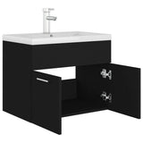 Sink Cabinet with Built-in Basin Black Engineered Wood 3071271