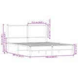 Metal Bed Frame without Mattress Brown Oak 150x200 cm 4007924