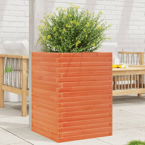 ZNTS Garden Planter Wax Brown 50x50x68.5 cm Solid Wood Pine 3282466