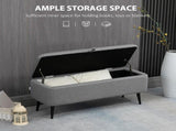 Storage Ottoman with Flip Top, Rectangular Upholstered Bench, Linen Feel Fabric Footstool with Steel T3398P328312
