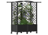 Raised Bed with Trellis and Roof Black 122 x 40 x 144 cm PP 3423022