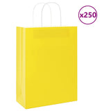 Paper Bags 250 pcs with Handles Yellow 26x12x35 cm 4101786