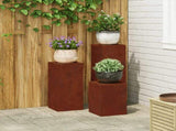 Plant Stand 3 pcs Rusty Weathering Steel 865833