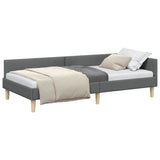 Corner Bed Frame with Headboard Dark Grey 80 x 200 cm Fabric 42016102