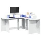 Desk with LED Lights White 152x152x91 cm Engineered Wood 3309456