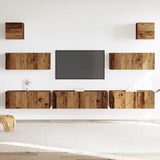 7 Piece TV Cabinet Set Wall-mounted Old Wood Engineered Wood 3329211